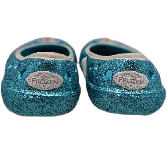Crocs Frozen Pool Blue Glitter Heart Keeley Flat Size Toddler 6 - Picture 3 of 4